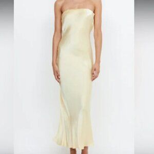 Bec+Bridge Moon Dance Midi Strapless Dress - Ice Yellow